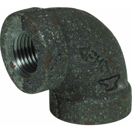 Anvil 8700123907, Malleable Iron Pipe Fitting, 90 Degree Elbow, 1-1/2" NPT Female, Black Finish