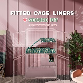 pipohren Fitted Liners for Ferret Nation & Critter Nation Cages, Adorable Cartoon Animal Print Design for Ferrets, Chinchillas, Rats, Rabbits & Other Small Pets (Top Pan Combo)