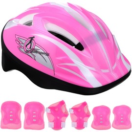 CLISPEED Kids Helmet Adjustable with Sports Gear Set Knee Elbow Pads Wrist Guards Toddler Helmet for 3-8 Years Old Boys Girls Cycling Skateboard Roller Skating Scooter