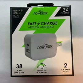 Powertek New! Liquipel Powertek Dual Port Wall Charger: USB-C 20W PD and USB-A 18W