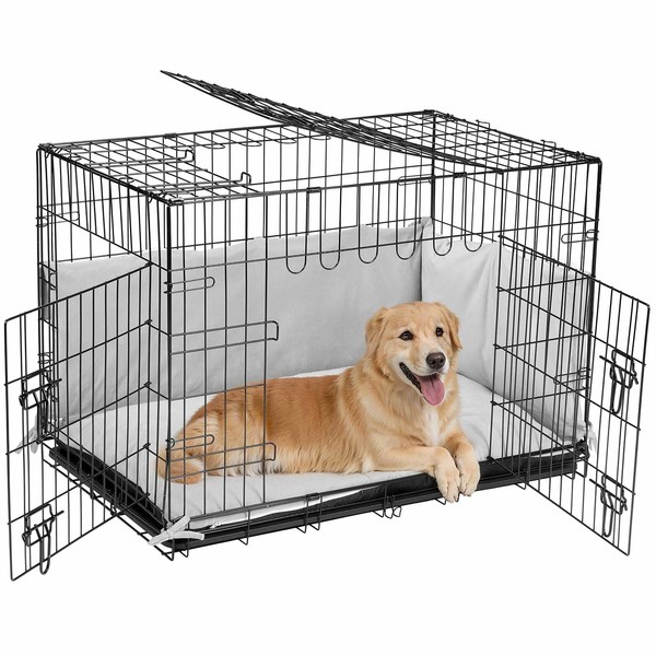 Veehoo 36 inch Dog Crates for Large Dogs with Bumper-Three