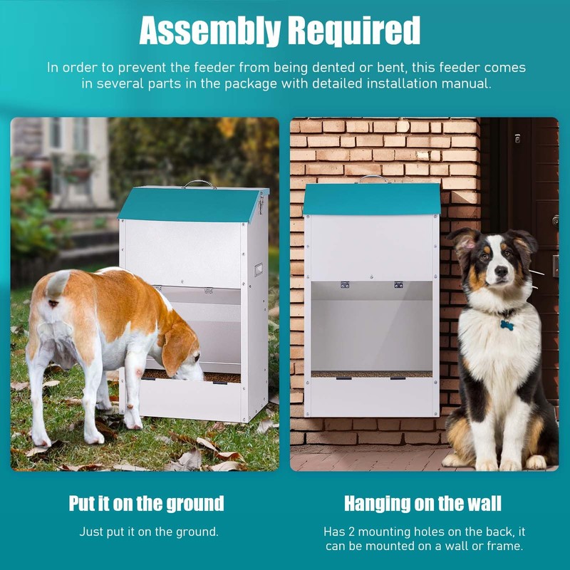 ZHEQOGZH Galvanized Automatic Dog Feeder Large Breed 45 Pounds, Metal