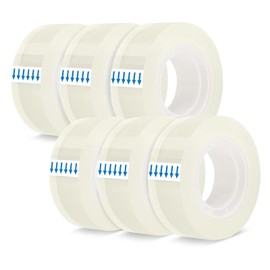 Transparent Tape Refills, 6 Rolls Clear Wrapping Tape, Crystal Clear Transparent Stationery Tape for Office, Home, School (0.7Inch x 108Ft)