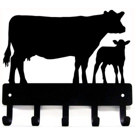 The Metal Peddler Cow and Calf Cattle Farm Key Rack - Small 6 inch Wide | Made in USA