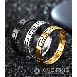 King Ring 4mm Greek 3 Rings Pack – Viking Stainless Steel for Men & Women Ring – Wedding Bands for Him & Her – Engagement Couple Rings – Everyday Elegant Ring - Size 6