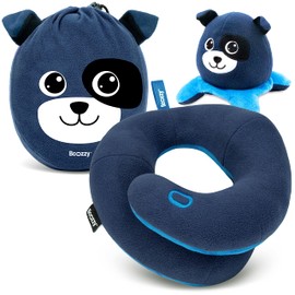 BCOZZY Kids Chin Supporting Travel Pillow for 3-7 Y/O- Stops the Head from Falling Forward- Comfortable Road Trip Essential. Soft, Washable, Small Size, Navy, Dog Bag and Dog Moodizz