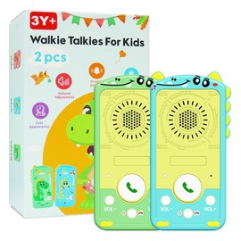 Kids Walkie Talkies with 800m Real-Time Range, Rechargeable Type-C Dinosaur Silicone Case Walkie Talkies for Boys Girls 3-12 Years Old, Great Gift for Birthdays, Outdoor,Camping, Hiking - Specification: Green+Blue