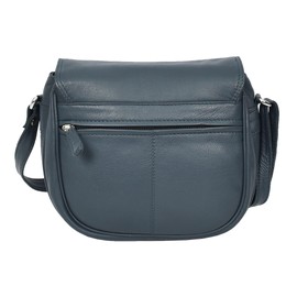 A1 FASHION GOODS Womens Real Leather Small Crossbody Bag Multi Pockets Organiser Everyday Handbag Madelyn (Navy)