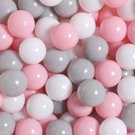 TRENDPLAY Pink Pit Balls for Toddlers 1-3, Pack of 100 -Brown Balls BPA Free Phthalate Free Crush Proof Balls for Toddlers Baby Kids Party, Pink+White+Gray