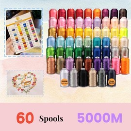 New brothread Multiple Assorted Colors of Huge Spool 5000M 100% Polyester Embroidery Machine Thread Set for Commercial and Domestic Embroidery Machines Embroideryart Small Business Crafts New brothread - Embroidery Thread Set Embroidery gift ideas for Br