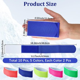 CREATCABIN 10Pcs Ski Strap Fasteners Adjustable Ski Wraps Ties EVA Snowboard Straps with Foam Protective Pad Pole Ski Carrying Strap for Multi-Use Gear Organizer Winter Sports Gift 18.3x2Inch