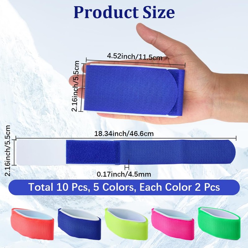 CREATCABIN 10Pcs Ski Strap Fasteners Adjustable Ski Wraps Ties EVA