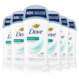 Dove Invisible Solid Antiperspirant Deodorant Stick for Women, 6 Count, Sensitive, For All Day Underarm Sweat & Odor Protection 2.6 oz
