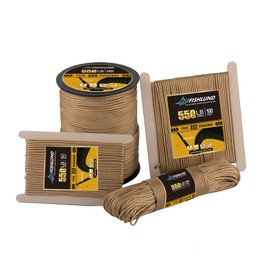 FISHLUND Paracord 550 lb, 7 Strand Type III Paracord Rope 1000ft 4mm, High Strength Nylon Parachute Cord for Camping, Survival, Tactical and Hiking, Desert Tan