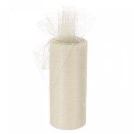 sourcing map 6 Inch 25 Yards Tulle Ribbon Rolls Pastel Netting Fabric Net Cloth for Gift Wrapping Christmas Wedding DIY Crafts, Cream White