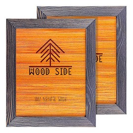 8.5 x 11 Wooden Rustic Picture Frames, Set of 2 for Diploma Documents and Certificates Wall Mounting Desktop - Natural Wood Photo Frame, Dark Grey