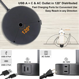 Set of 2 Bedside Table Lamps Touch Control, 3-Way Dimmable Nightstand Lights with USB A+C Charging Ports & AC Outlet, Black LED Desk Lamp for Home Office, 7W 800lm E26 Bulbs Included