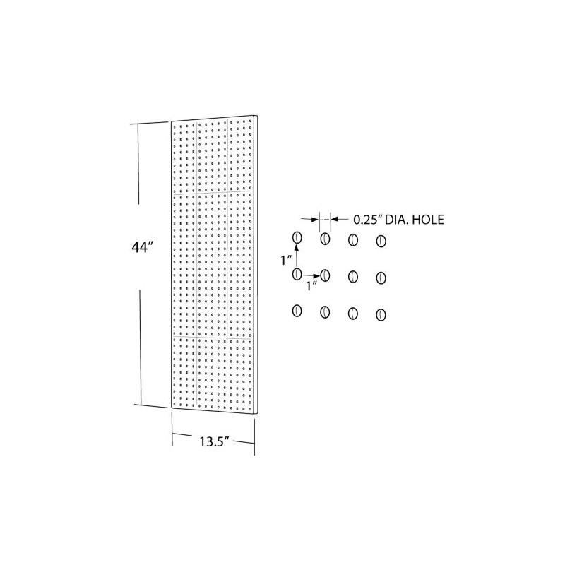 Azar 771344-WHT Pegboard 1-Sided Wall Panel, White Solid Color, 2-Pack