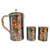 Rastogi Handicrafts Solid Copper Screen Printed Jug and 2 Tumblers