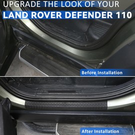 Black Door Sill Scuff Plate Insert Trim Compatible with Land Rover Defender 90 110 2020-2024 Car Door Sill Guards Flexible Rubber Door Sill Entry Guard Cover (For Defender 110 2020-2024)