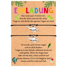 PDTU First Day of School Boy, Pack of 2 Father Mother Son Bracelet Gifts for School Enrolment, Dinosaur Bracelet Set First Day of School for Young Son School Child