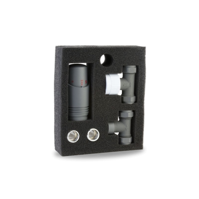 Anthracite Thermostatic Radiator Valve Angled Corner or Straight Grey Radiator