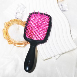 Hair Brush Black Handle with Pink, Detangling Hair Brush Styling Brush for Women Men, Vented Detangling Hair Brush Wet Or Dry Hair Use Flexible with Ease for All Hair Types