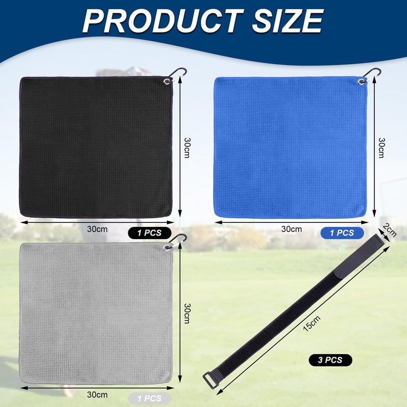 ZOCONE 3 Pack Golf Towel, 30 * 30cm Golf Towels