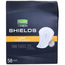 Depend Incontinence/Bladder Control Shields, Pads for Men, Light Absorbency, 58 Count (Packaging May Vary)