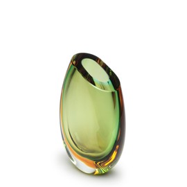 Cá d'Oro Small Glass Vase Bicolor Green/Amber Hand-Blown Murano-Style Art Glass - Model 96
