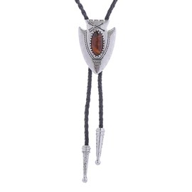 Western Cowboy Bolo tie for Men Vintage Native American Indian Black Bolo ties Amber Necktie