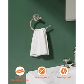 WZKALY Towel Ring, Stainless Steel Hand Towel Holder for Bathroom Wall Mount, Heavy Duty Towel Hanger for Kitchen, Bath, RV (Brushed Nickel)