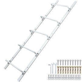 Zwinz 5-Rung Heavy Duty Steel Fire Escape Ladder, Powder-Coated Basement Egress Window Ladder, Wall Mounted, 56.2" L x 17.9" W, White