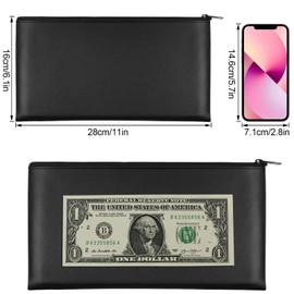 2 Pieces Money Bags With Zipper, 11x6.1 inch Money Pouch, Bank Bag, Cash Bag, Check Wallet, Cosmetics