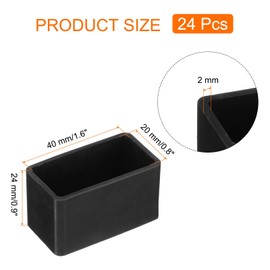 sourcing map 24pcs Rectangle Chair Leg Caps PVC Chair Leg Floor Protectors Non-Slip Chair Feet Covers for Hardwood Floors Furniture Protectors, Black, 20 x 40mm