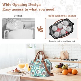 LOKASS Lunch Bag Insulated Lunch Box Wide-Open Lunch Tote Bag Large Drinks Holder Durable Nylon Snacks Organizer with Removable Shoulder Strap for Women Men Adults Work Outdoor,Sloth