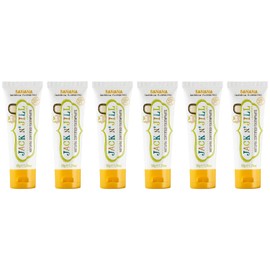 JACK N' JILL Jack N' Jill Natural Toddler Toothpaste for Baby, Kids and Infants 6 Months & Up, Fluoride Free Training Toothpaste for Toddlers 1-3 (1.76 Fl Oz (Pack of 6), Banana)