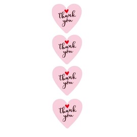 CAA Trading™ 100 x Pink Heart Shaped Thank You Stickers Love Heart Labels Gifts Crafts Presents Home Made Gifts (2.5cm) 25mm (100 Stickers)