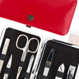 3 Swords Germany - brand quality 7 piece manicure pedicure grooming kit set for professional finger & toe nail care scissors clipper fashion leather case in gift box, Made by 3 Swords (0408)