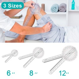 HINZIC 3Pcs Goniometer Set 6/8/12 Inch Physical Therapy Protractor Tool 360 Degree Medical Measurement Angle Ruler Kit