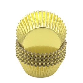 Mombake Disposable Standard Foil Paper Baking Cups, Muffin Cupcake Cases for Parties and More (Gold, Pack of 100)