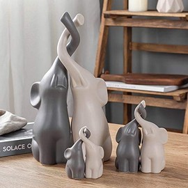 JORSION Kreative Dekoration Home Decor Tierschmuck Keramik Kunsthandwerk Kunstfiguren (Twin Elephant) (Mittler)