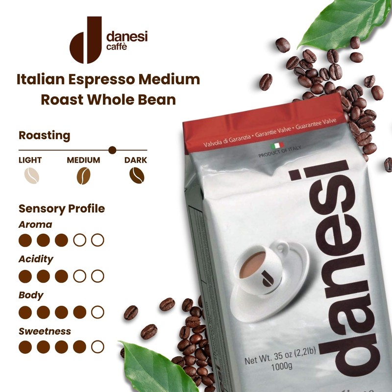 Danesi Caffe Italian Whole Coffee Beans - Espresso Coffee Beans
