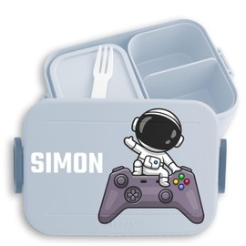 Children's Bento Box Midi Lunch Box for Mepal Bento Box - Gaming - Astronaut Controller Gaming Experience Gaming Culture Gamer Gaming Enthusiasm Gamer - 900 ml - Light Blue - Astronaut Lunch Box