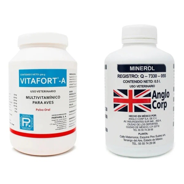 Vitafort A 1/2kg Y Minerol 1/2 Lt Para Aves Y