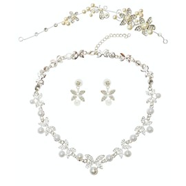 Women's Accessories, Earrings, Necklace, Tiara, 3-piece Set, Faux Pearl, No Gemstone