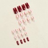 Christmas Fake Nails Short Square Wine Red Winter Press on