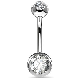 OUFER 14G Belly Button Piercing, Titanium, 8 mm 12 mm 14 mm 16 mm Bar Length, Long Short CZ Balls, Titanium Belly Button Piercing, Navel Bars, Silver, 1.6 mm Navel Ring, Women’s Men’s Gift Jewellery, Titanium