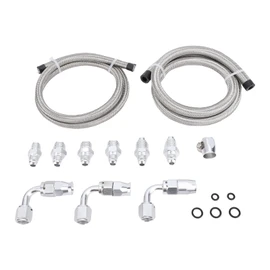 Pyhodi 25 Inch 6AN Power Steering Pump Hose Kit, Nylon Stainless Steel Waterproofing Replacement for C10 LS Swap Connects Type 2 with Specific User Friendly Design