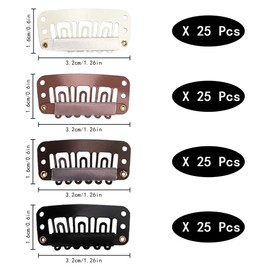 TRKETK Pack of 100 Hair Extensions Clips, U-Shaped Metal Clips, Hair Extension Clips, Wig Clips, 6 Teeth Comb Clips, Snap Clips for Hair Extensions, U Shape Hair Extensions Clips, Accessories, 4